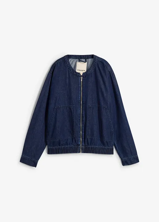 Denim-Blouson in blau von vorne - bonprix
