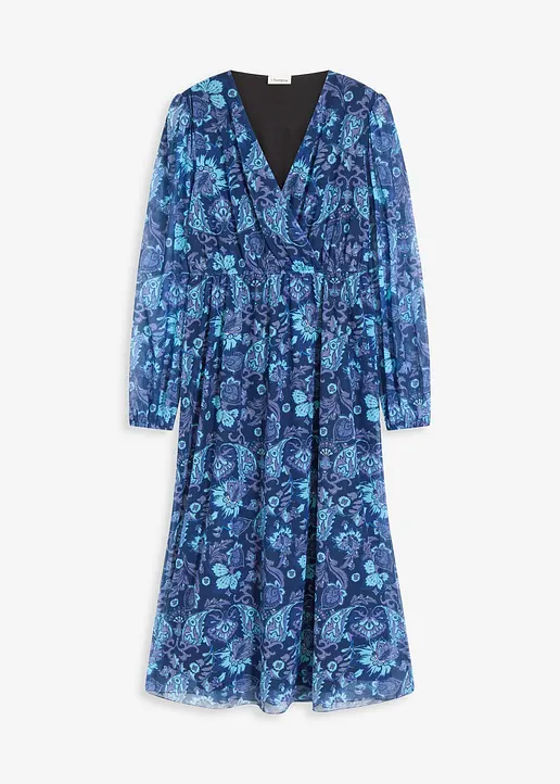 Mesh-Midikleid in blau von vorne - bonprix
