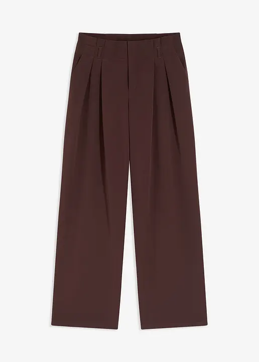 Bundfaltenhose in braun von vorne - bonprix