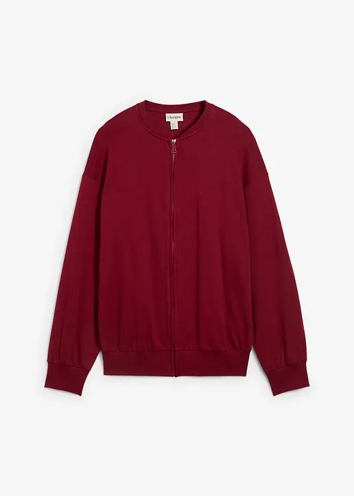 Sweatjacke aus reiner Baumwolle in rot von vorne - bonprix
