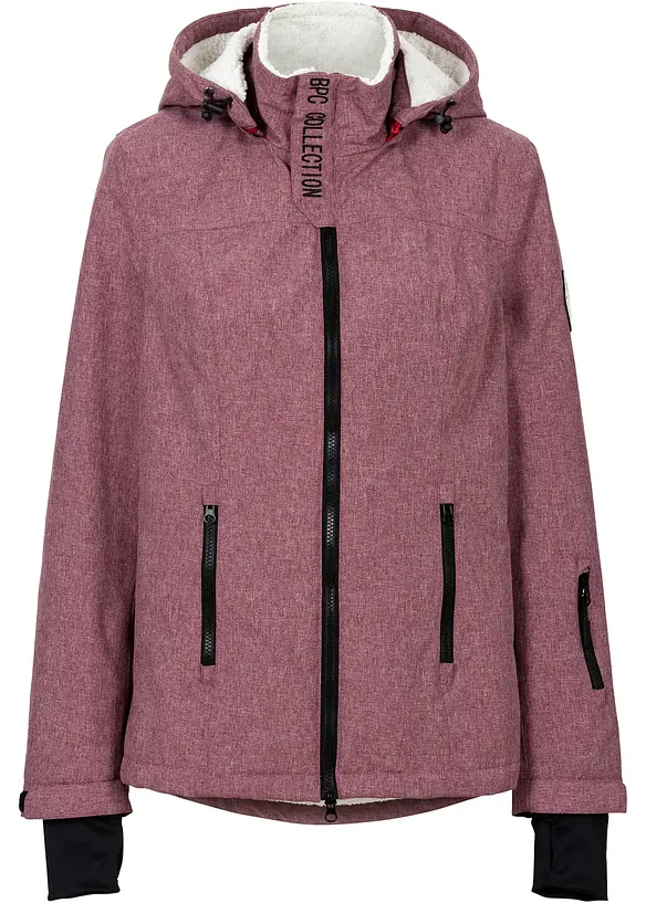 wasserdichte Outdoor-Funktions-Jacke mit Teddyfleece in rot von vorne - bonprix