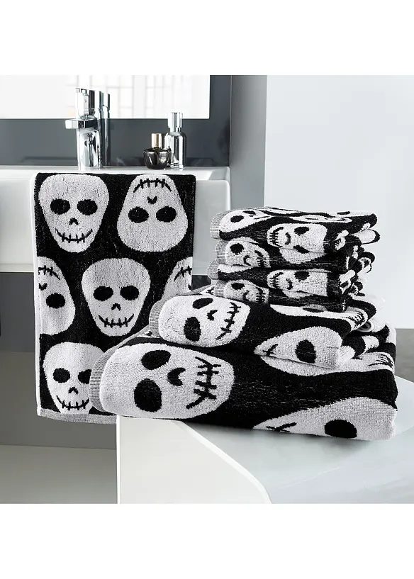 Handtuch mit Totenkopf Muster in schwarz (Ambiente) - bonprix