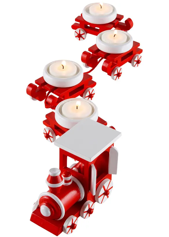 Teelichthalter in Weihnachtszug-Design (5-tlg.Set) in rot - bonprix