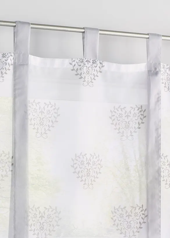 Bindegardine mit Herz Druck mit recyceltem Polyester in grau - bonprix