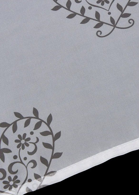 Bindegardine mit Herz Druck mit recyceltem Polyester in grau Detailaufnahme vom Material - bonprix
