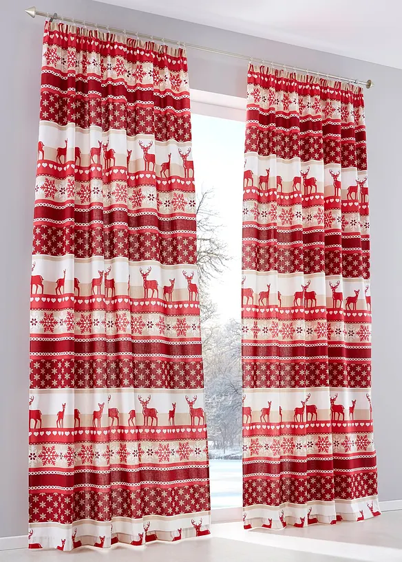 Vorhang mit Elch Druck(1er Pack) in rot - bonprix