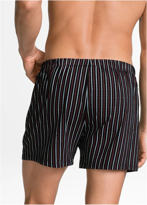 Lockere Jersey Boxershorts aus Baumwolle (3er Pack) in schwarz von hinten - bonprix