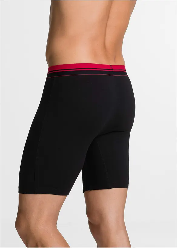 Lange Boxershorts eng mit Baumwolle (2er Pack) in schwarz von hinten - bonprix