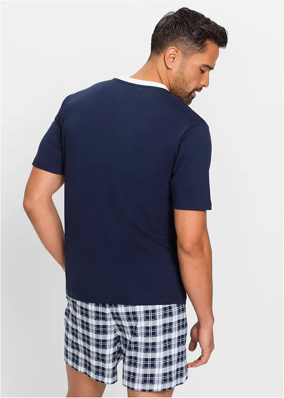 Shorty mit Baummwolle in blau von hinten (Totalaufnahme) - bonprix