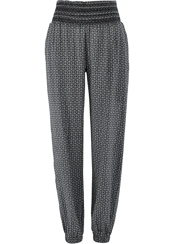 Harems-Hose aus reiner Baumwolle in schwarz von vorne - bonprix