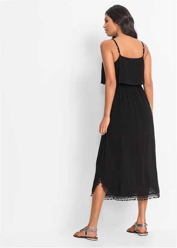 Maxikleid aus strukturierter Viskose in schwarz von hinten (Totalaufnahme) - bonprix Maxikleid aus strukturierter Viskose in schwarz von hinten (Totalaufnahme) - bonprix