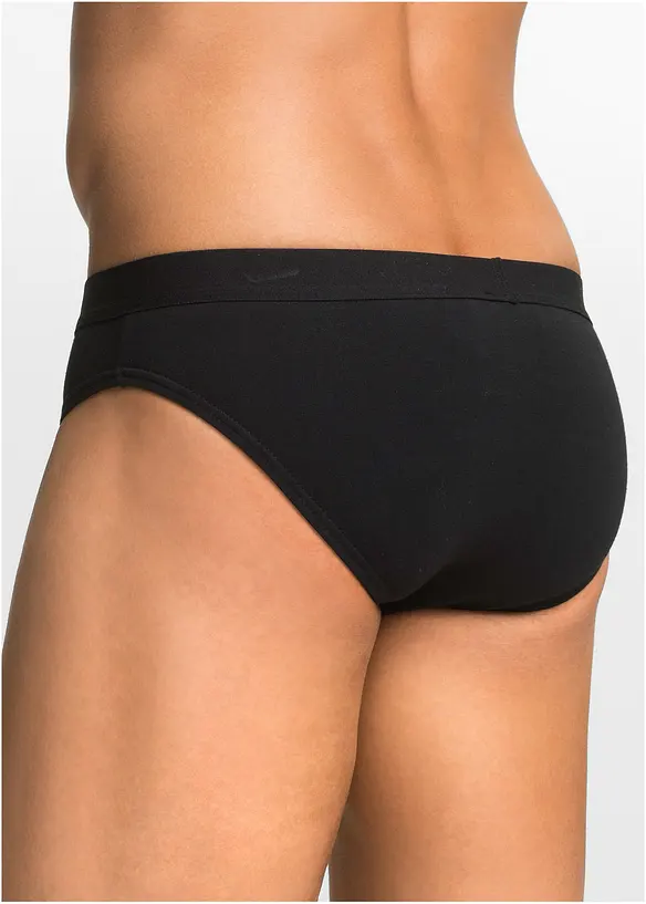 Slip mit Baumwolle (5er Pack) in schwarz von hinten - bonprix