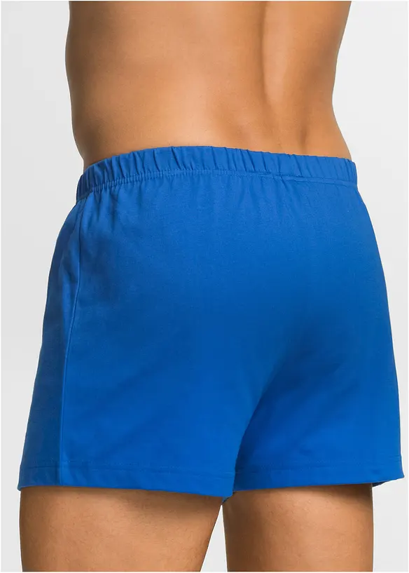 Lockere Jersey Boxershorts aus Baumwolle (3er Pack) in blau von hinten - bonprix