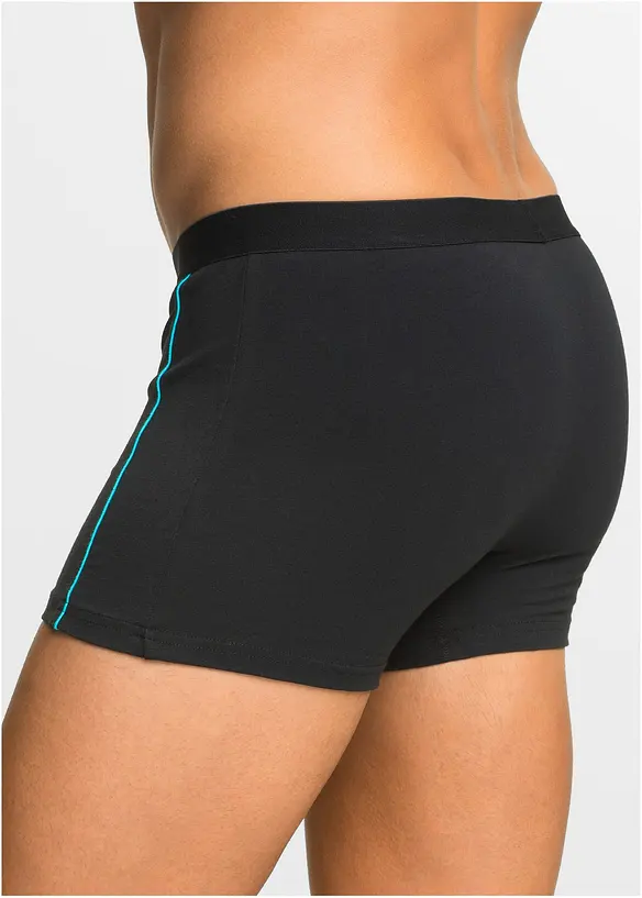 Boxershorts eng mit Baumwolle (3er Pack) in schwarz von hinten - bonprix