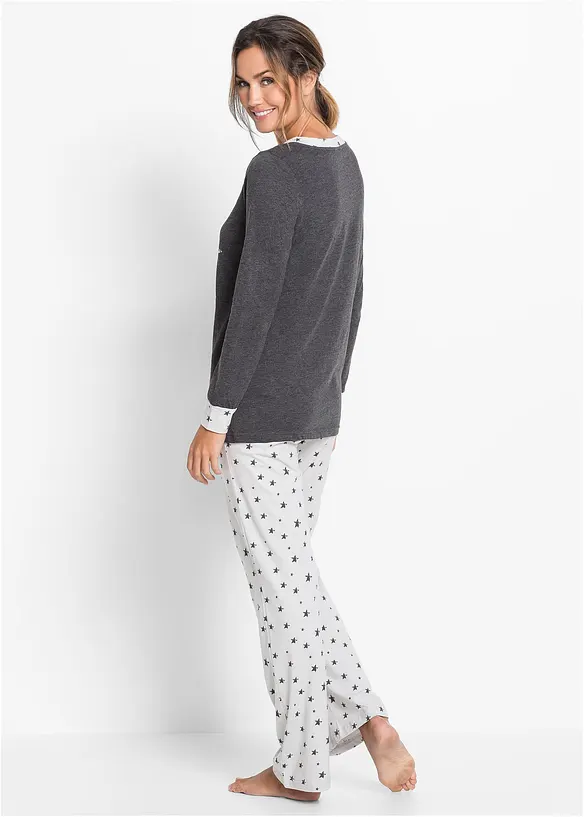 Pyjama mit Bio-Baumwolle in grau von hinten (Totalaufnahme) - bonprix