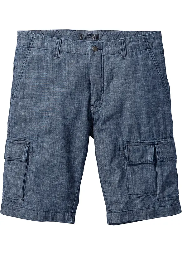 Loose Fit Cargo-Bermuda aus reiner Baumwolle in blau von vorne - bonprix