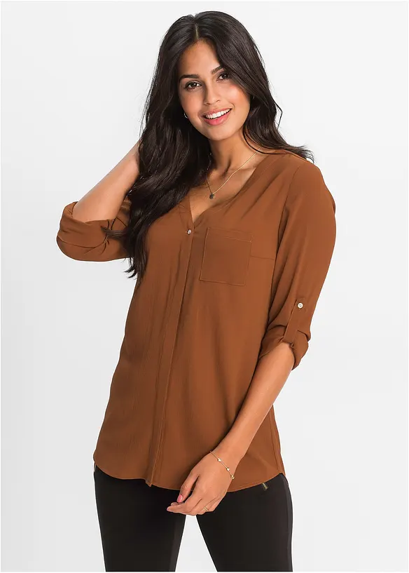 Longbluse in braun von vorne (im Anschnitt) - bonprix