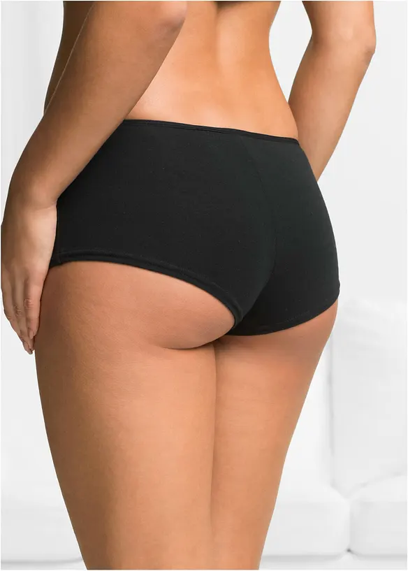 Panty mit weicher Bio-Baumwolle (5er Pack) in schwarz von hinten - bonprix