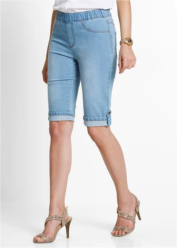 Jeans-Bermuda mit Bequembund in blau von vorne - bonprix