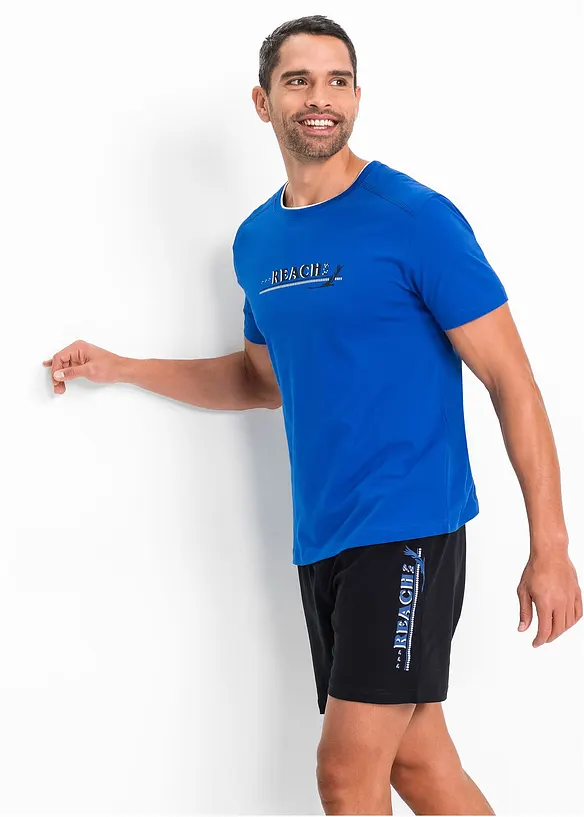 Shorty mit weicher Baumwolle in blau von vorne (Totalaufnahme) - bonprix