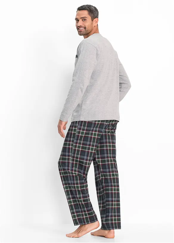 Pyjama mit Bio-Baumwolle und langen Ärmeln in weiß von hinten (Totalaufnahme) - bonprix