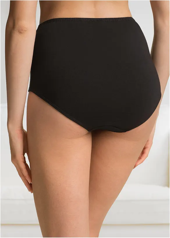 Highwaist Slip mit weicher Baumwolle (5er Pack) in schwarz von hinten - bonprix