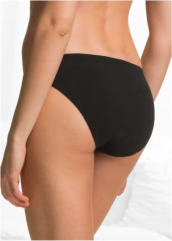 Slip aus reiner Baumwolle  (8er Pack) in schwarz von hinten - bonprix