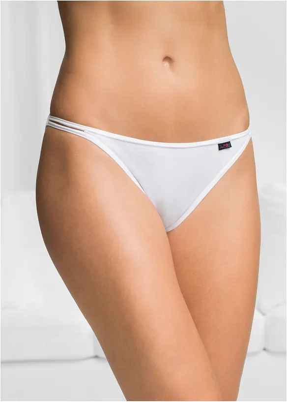Tanga Slip mit weicher Bio-Baumwolle (6er Pack) in schwarz von vorne - bonprix