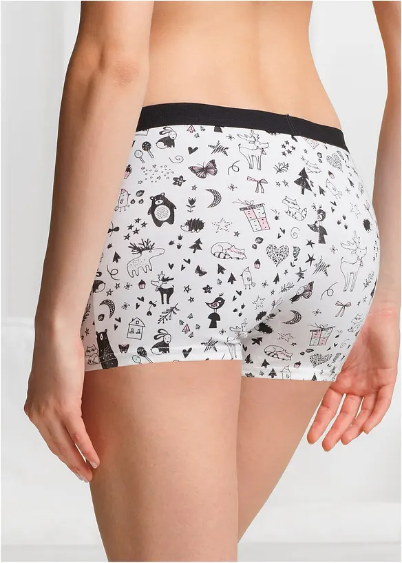 Damen Boxer mit weicher Baumwolle (4er Pack) in schwarz von hinten - bonprix