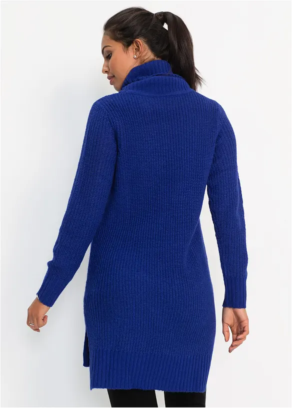 Long-Strickpullover in blau von hinten (im Anschnitt) - bonprix