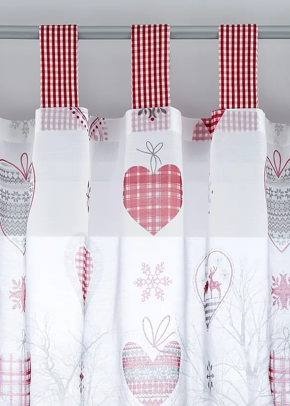 Gardine mit Herz Druck (1er Pack) in weiß - bonprix