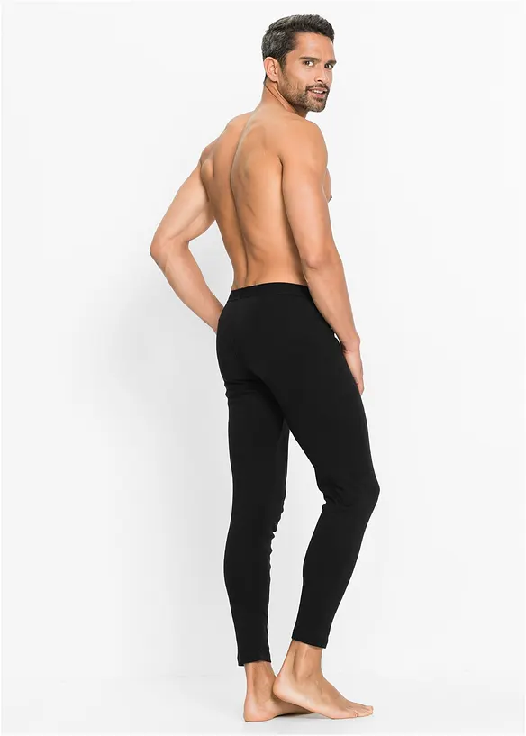Unterhose aus gerippter Baumwolle mit langem Bein in schwarz von hinten (Totalaufnahme) - bonprix