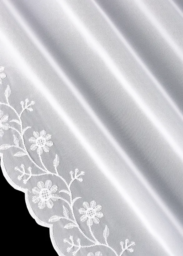 Gardine mit recyceltem Polyester und Stickerei (1er Pack) in weiß Detailaufnahme vom Material - bonprix