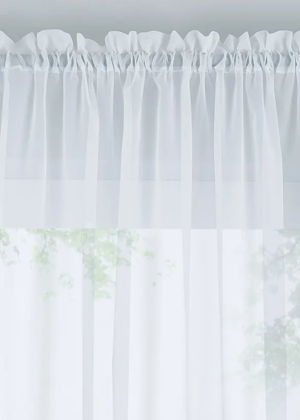 Gardine mit recyceltem Polyester und Stickerei (1er Pack) in weiß - bonprix