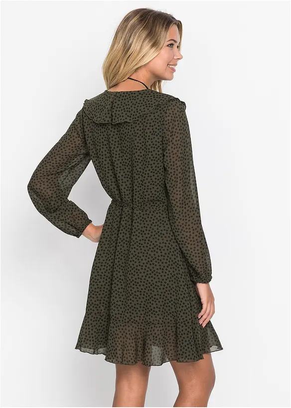 Minikleid in Wickeloptik in grün von hinten (Totalaufnahme) - bonprix