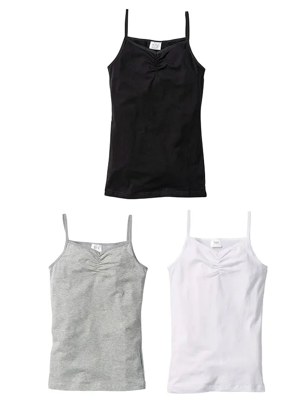 Top mit weicher Bio-Baumwolle (3er-Pack) in weiß - bonprix