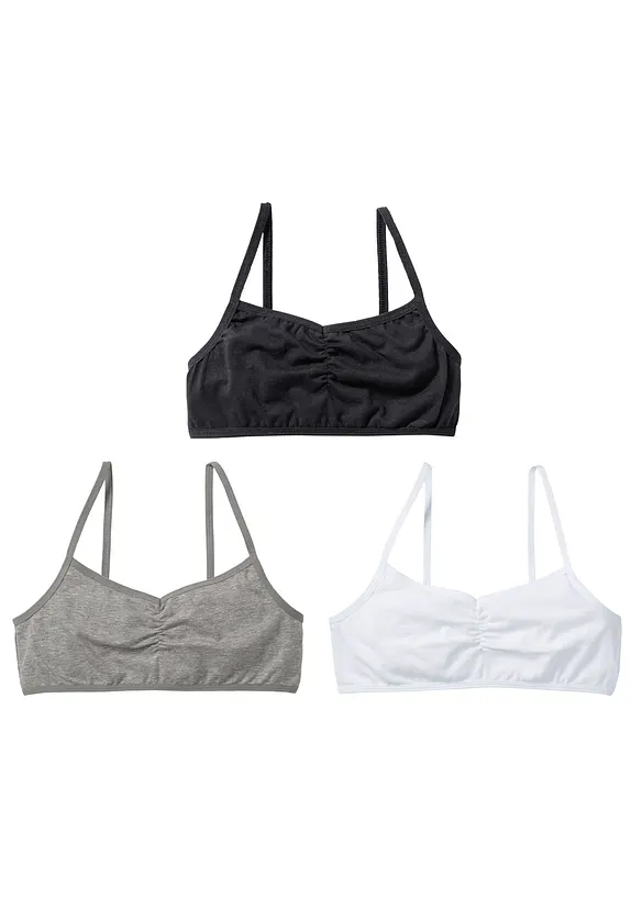 Bustier mit weicher Baumwolle (3er Pack) in weiß - bonprix