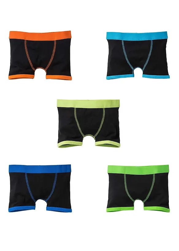 Boxershorts mit weicher Baumwolle (5er Pack) in schwarz - bonprix