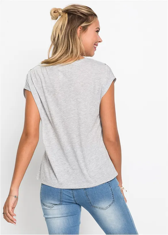 Shirt aus softem Viskose-Mix in grau von hinten (im Anschnitt) - bonprix Shirt aus softem Viskose-Mix in grau von hinten (im Anschnitt) - bonprix