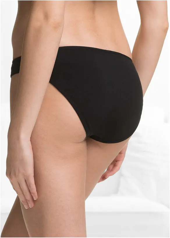 Slip mit weicher Baumwolle (6er Pack) in schwarz von hinten - bonprix