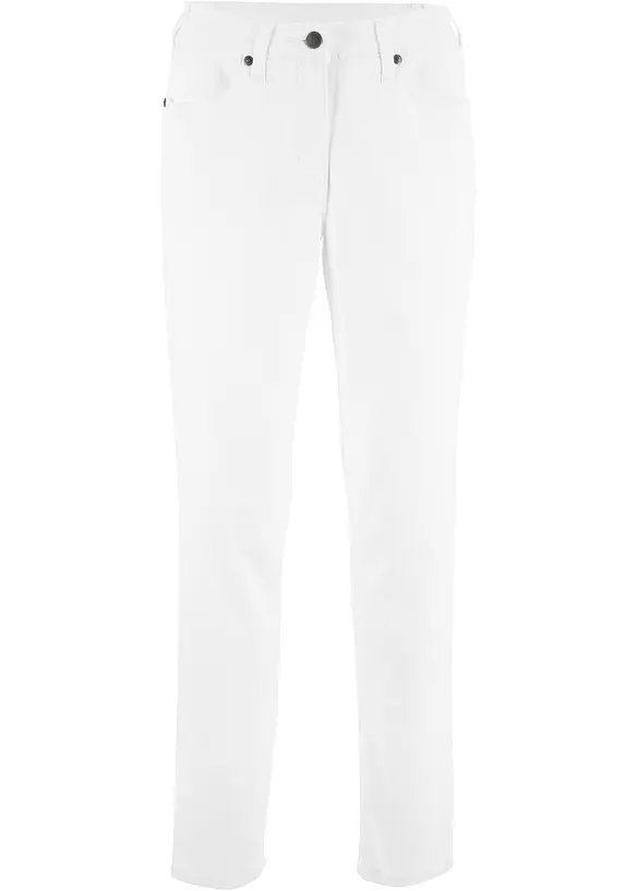Twill-Hose mit Bequembund aus Baumwoll-Mix in weiß von vorne - bonprix Twill-Hose mit Bequembund aus Baumwoll-Mix in weiß von vorne - bonprix