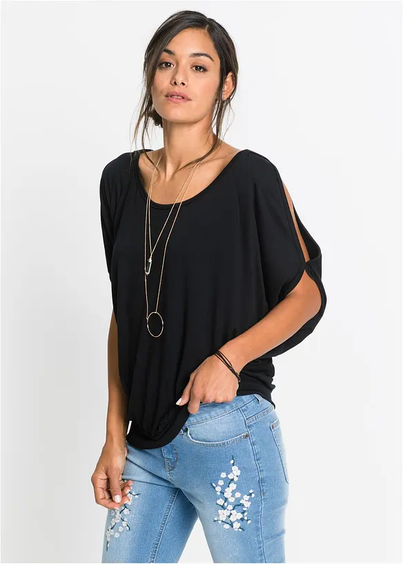 Shirt in schwarz von vorne (im Anschnitt) - bonprix