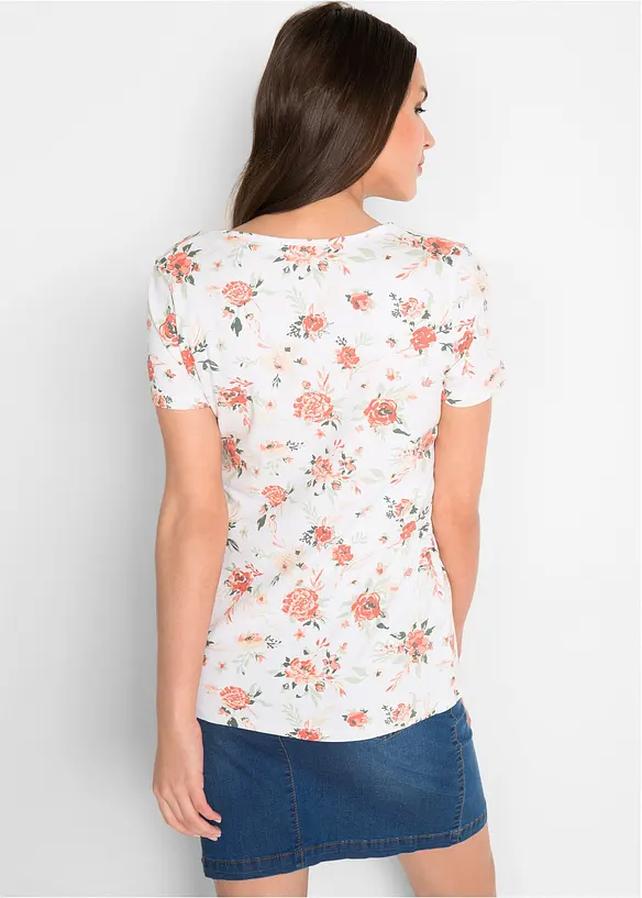 2-in-1 Umstands- und Stillshirt aus Bio-Baumwolle in weiß von hinten (im Anschnitt) - bonprix