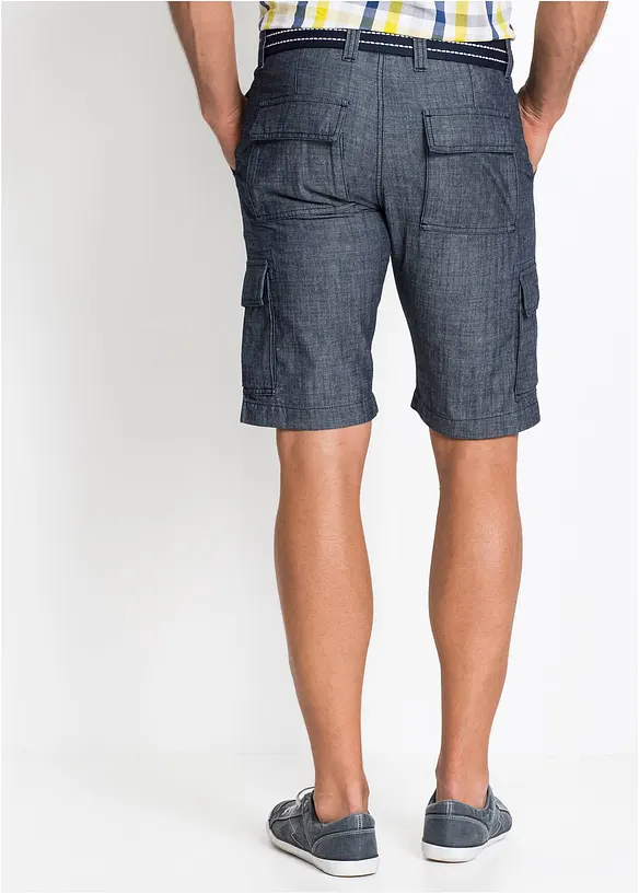 Loose Fit Cargo-Bermuda aus reiner Baumwolle in blau von hinten - bonprix