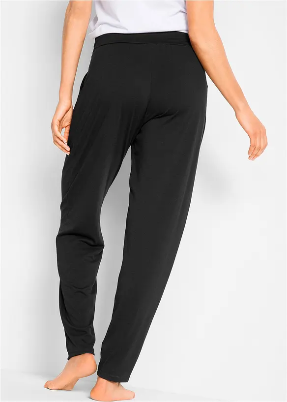Loungewear Haremshose mit Viskose in schwarz von hinten - bonprix