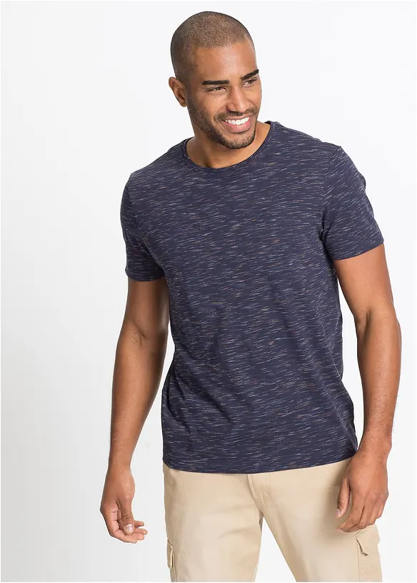 T-Shirt in Regular Fit in blau von vorne (im Anschnitt) - bonprix