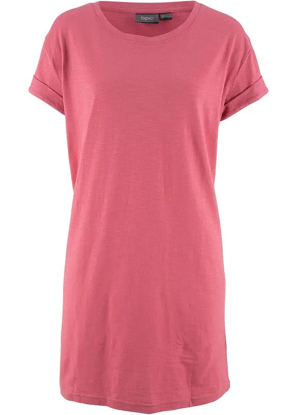 Boxy-Longshirt mit kurzen Ärmeln in pink von vorne - bonprix