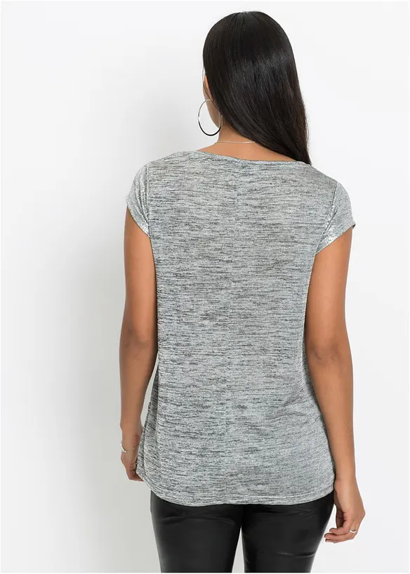 Glitzer-Shirt in grau von hinten (im Anschnitt) - bonprix