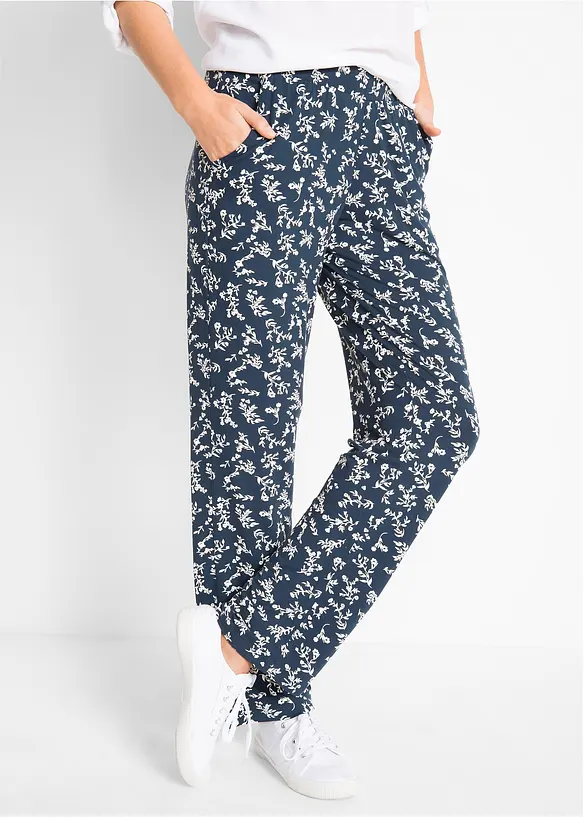 Jersey-Hose aus Viskose-Mix in blau von vorne - bonprix