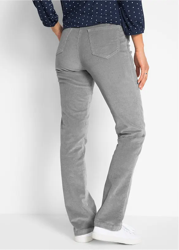 Cordhose aus elastischem Baumwoll-Mix in grau von hinten - bonprix